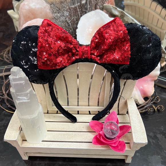 Disney Other - Disney Ears Headband - Minnie
Mouse Sequined - Red Bow
